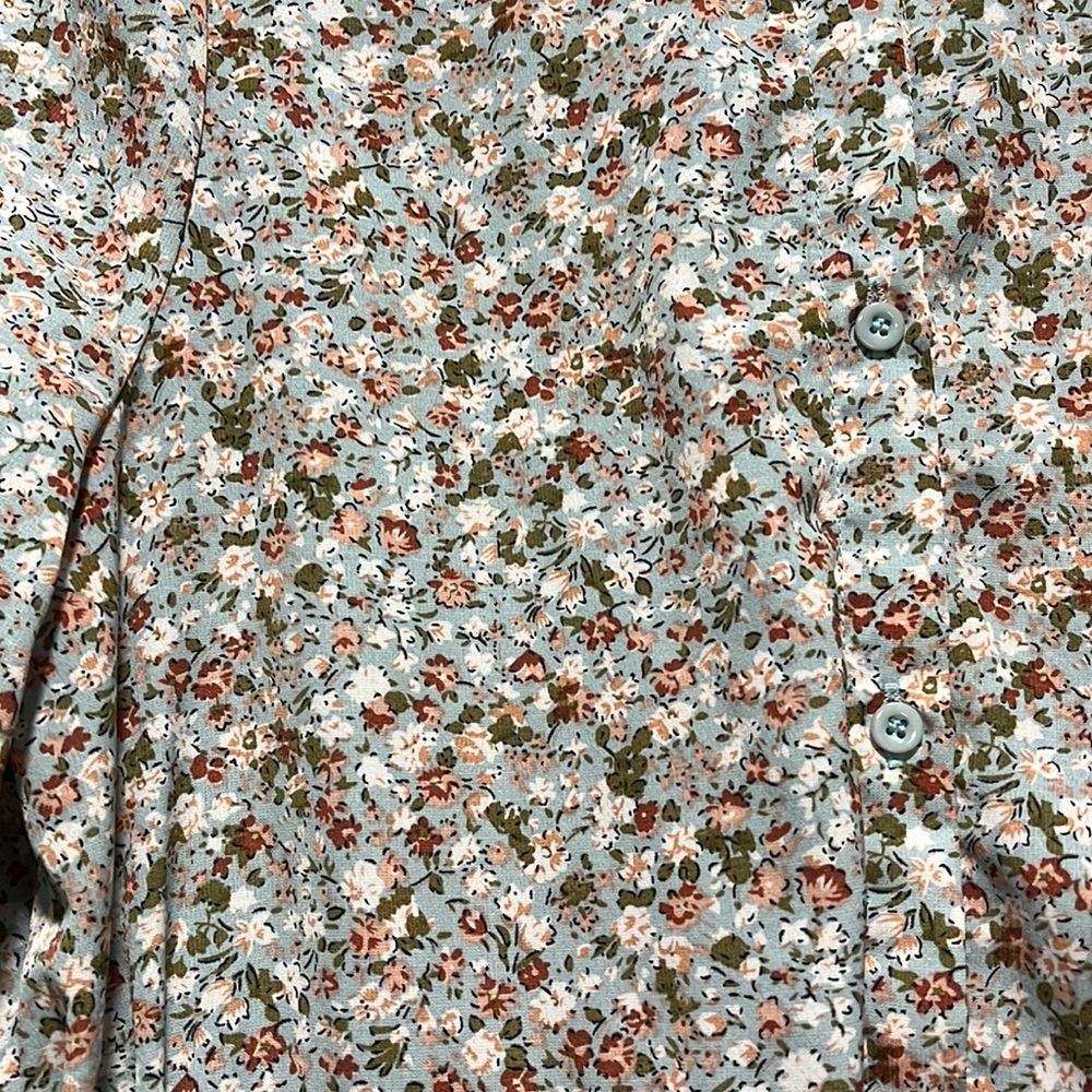 ‼️SOLD‼️ SHEIN XS-M Cottage Core Floral print Working button Tie Long sleeve - Picture 6 of 9